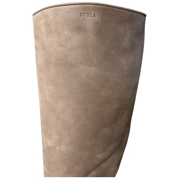NWOT FURLA Tall Platform Nubuck Boots Beige with Black Size 39 or 8.5 main image 8